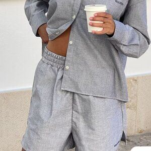 Djerf Avenue Classic Breezy Shorts Size S Grey